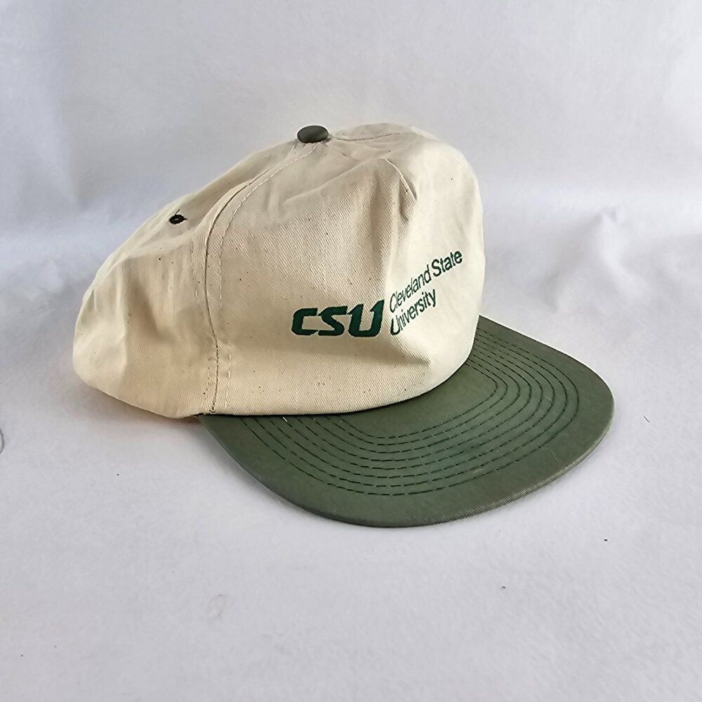Cleveland State University Hat Mens Adjustable Beige Green Cobra Caps Retro Vtg